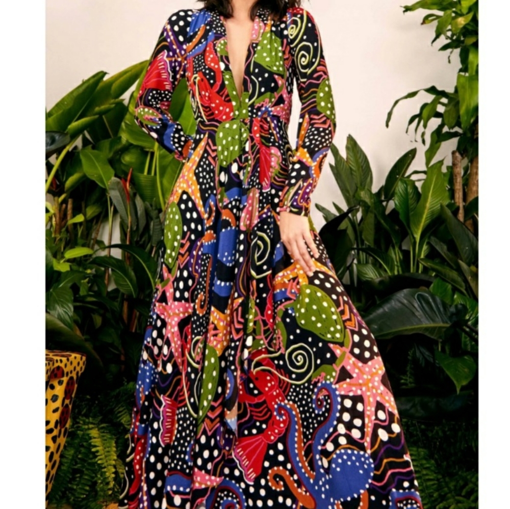 Farm rio under the sea long sleeve maxi dress - Picture 9 of 10